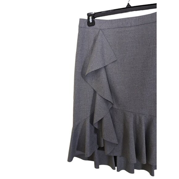 Banana Republic NEW Ruffled Straight Skirt Womens Size 12 Gray Feminine Romantic - Picture 2 of 6